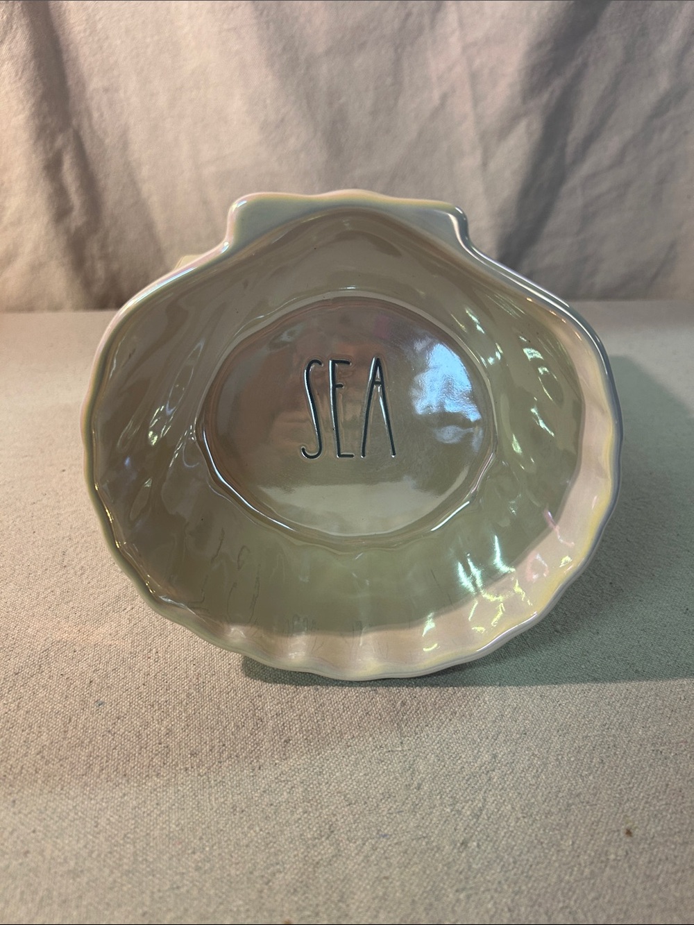 Rae Dunn Iridescent Cream Shell Bowl with SEA